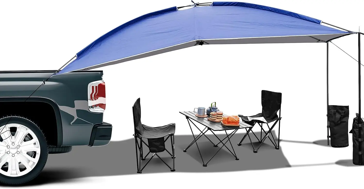 Awning Sun Shelter: Waterproof Auto Canopy Camper Trailer Tent Roof Top for SUV Minivan Hatchback Camping Outdoor Travel 5-6Pers