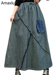 Amax luluE 2024 Japanese Clothes Fall Women Elegant Loose Casual Denim Skirts Ladies Fashion Vintage Oversized Luxury Streetwear