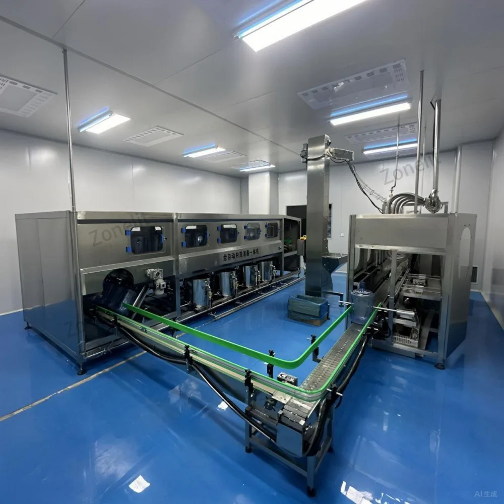 3 In 1 For 20L Automatic Pneumatic Liquid Plastic Bottle 5 Gallon Filling And Cap Washing Machine With Conveyor