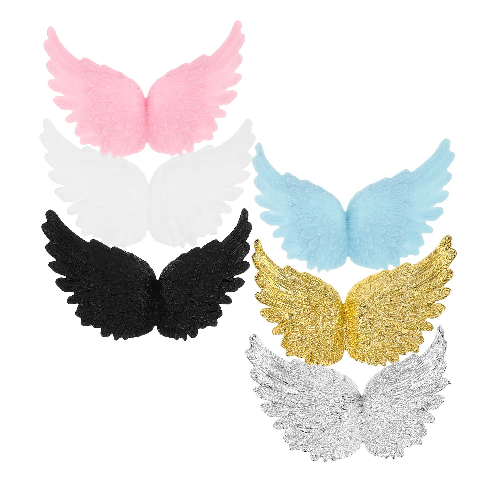 6Pcs Lightweight Colorful Angel Wings for Christmas DIY Crafts Cake Decorating Party Scenes Festive Ornament Supplies