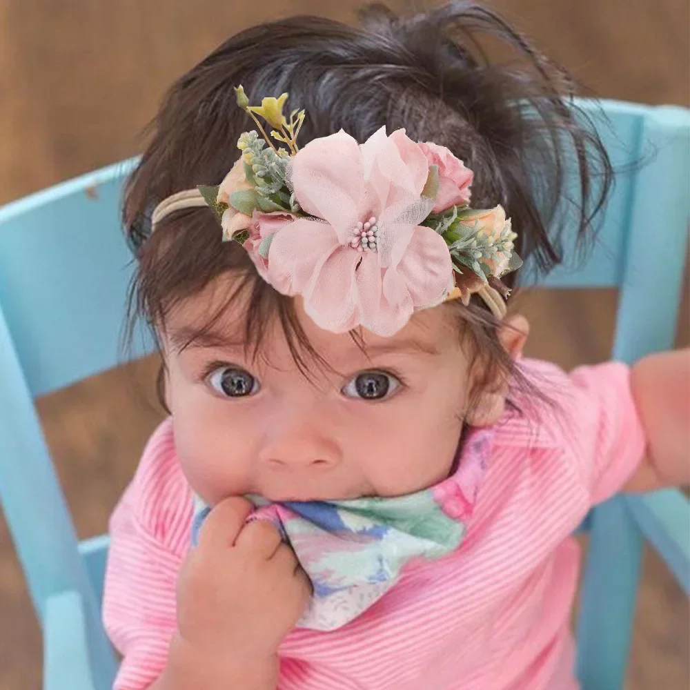 2024 New Fresh Pastoral Style Performance Children Headband Super Elastic Floral Baby Headband Korean Style Baby Headband