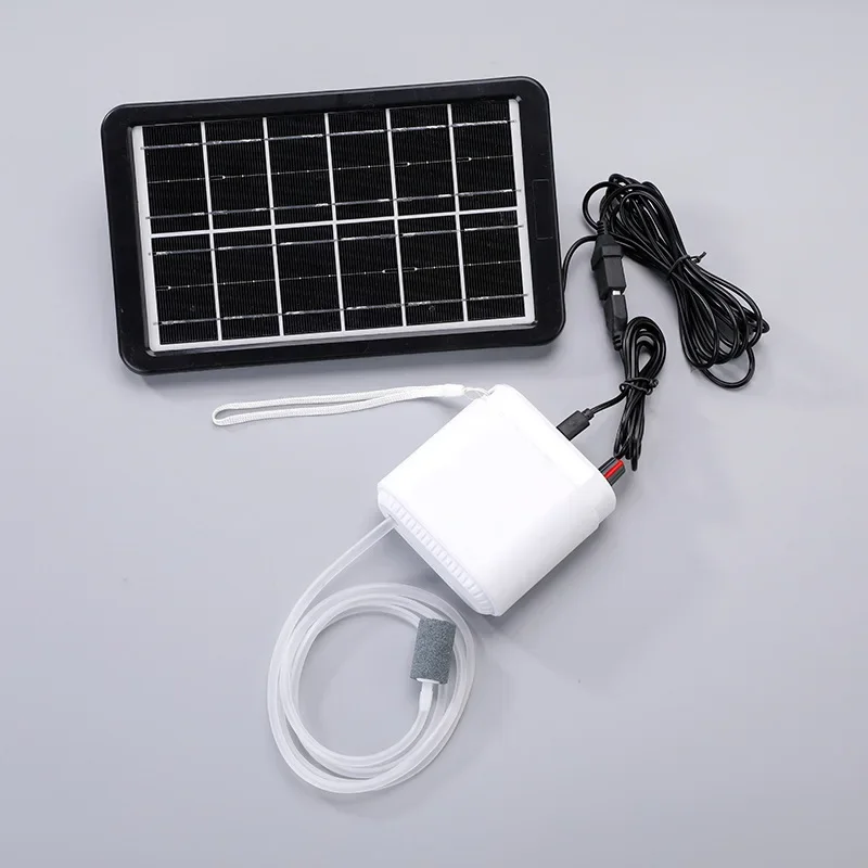 Solar Power Oxygen Pump for Aquarium Fish Tank, USB Charging, Noiseless, Outdoor Fishing, Oxygen Machine