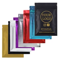 Custom Mylar Bags Printed  Aluminum Foil  Ziplock Product  Packing Pouch, Reusable Heat Sealable Flat Business Packaging  Bag