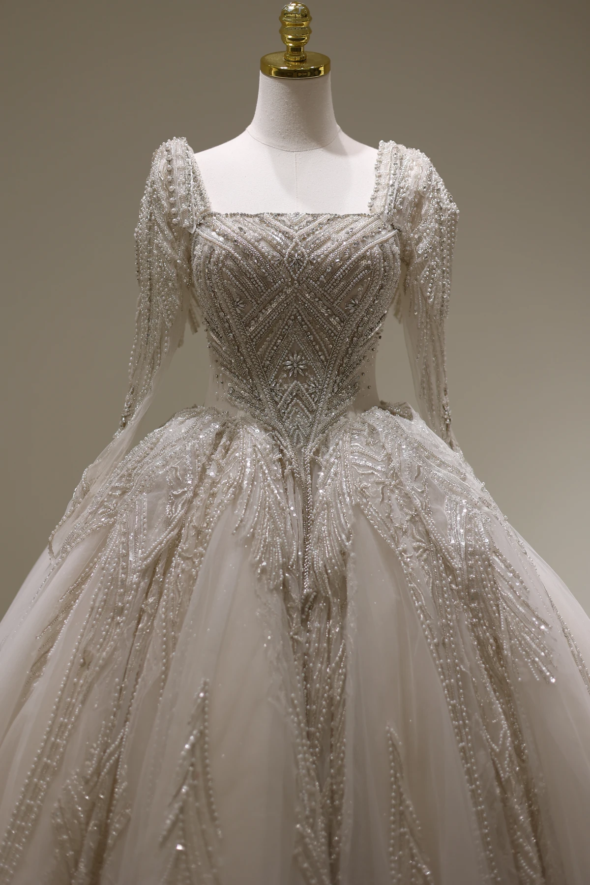 Sharon Said Saudi Arabië Luxe Baljurk Trouwjurk 100% Echte Foto Vierkante Hals Moslim Bruid Jurken RS006 Aangepaste