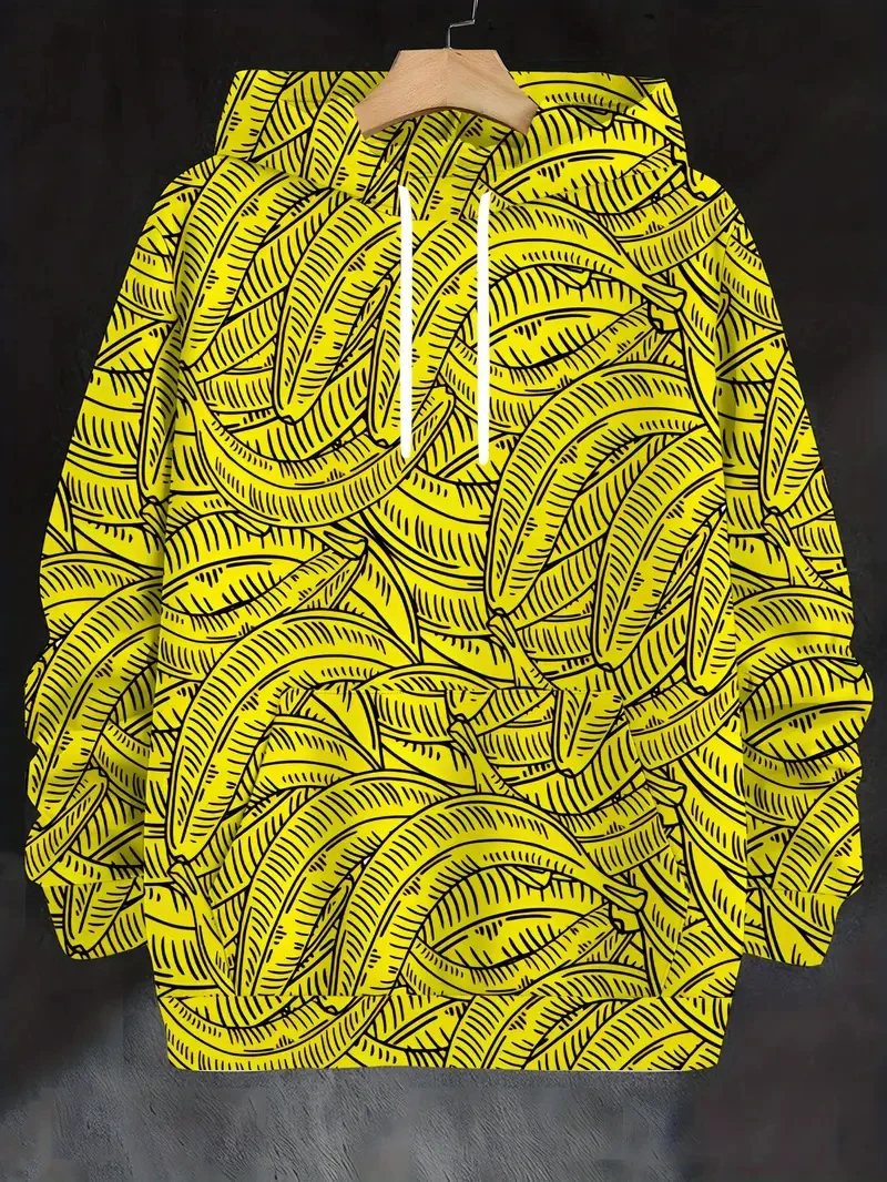 

Новинка 2025, новинка, толстовки с принтом банана для мужчин и женщин, забавные графические 3D толстовки с карманами, большие размеры, модный осенний пуловер унисекс