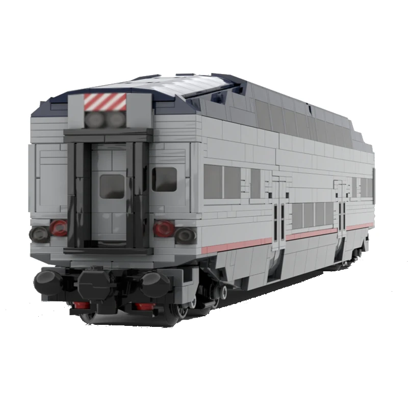 MOC Train Series Amtrak Passenger Cars Transportation Model DIY Assemble Building Block Blocks Boys Puzzle Toys Kids Xmas Gift