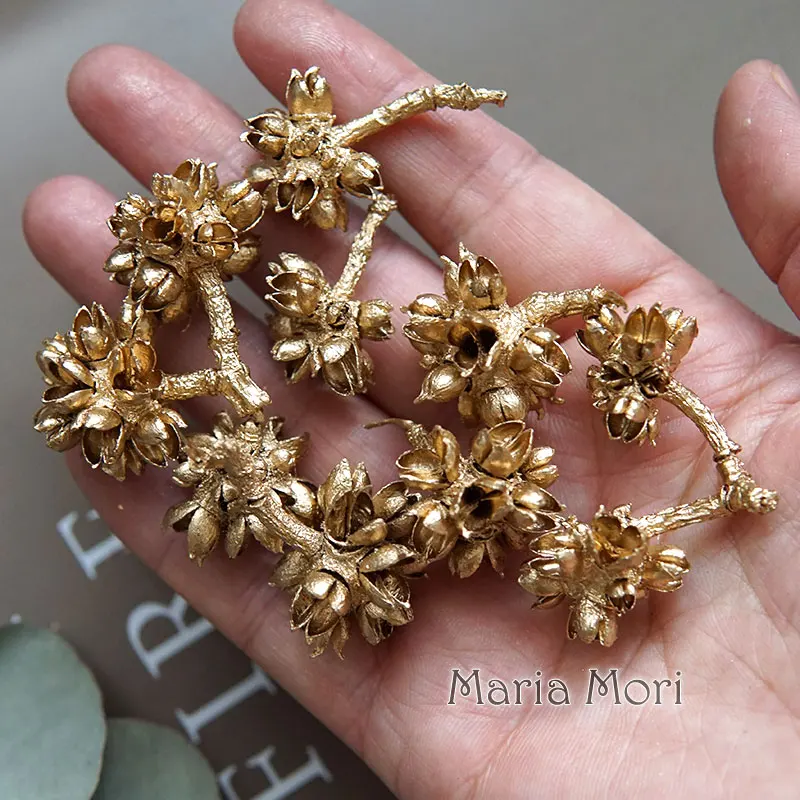 Gold Silver Dried Fruits Christmas Home Decor Garland Ingredients Retro Texture Pinecone Acorn DIY Wreath Flowers