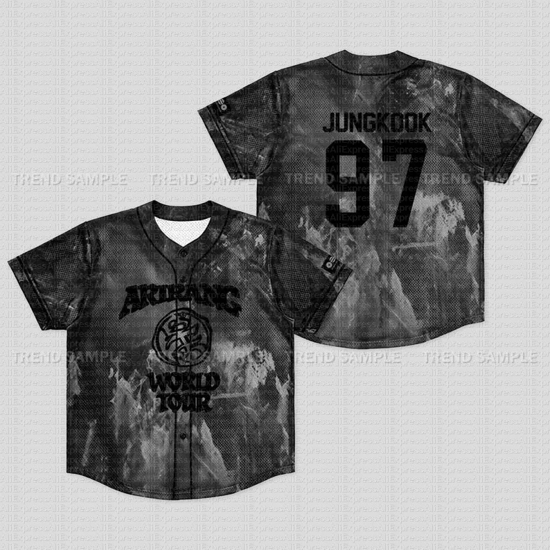 2026 Neues BTS World Tour Baseball-Trikot, Tie-Dye Marmor-Print Unverzichtbar für Fans