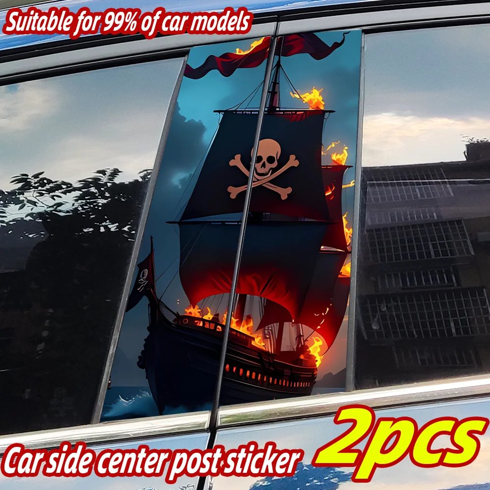 

Pirate Ship Caribbean Car Stickers Auto B Pillar Waterproof Decor Cover Scratches Car Doors Pillar Sunscreen Decals Accessories