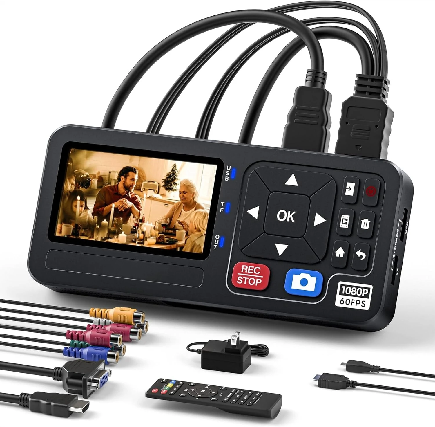 Kotak Pengambilan Video 4K-1080P 60FPS, Konverter Video ke Digital, Input 4K HDMI/CVBS/VGA/YPBPR, Perekam Video, Pengambilan dari VCR, Penjualan Terlaris