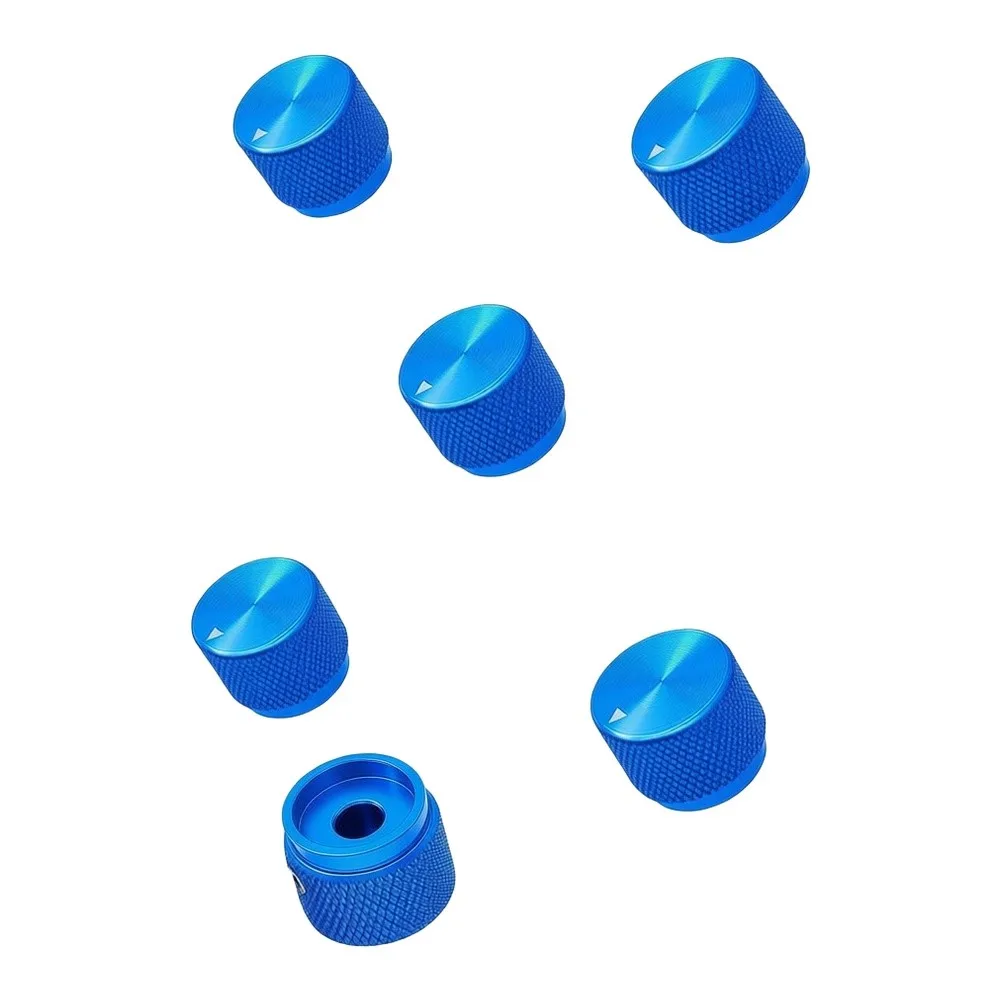 5pcs CNC Machined Aluminum Knob for 6mm Shaft Potentiometer Control with Adjustable Hole Wrench Red Blue Black Silver Yellow