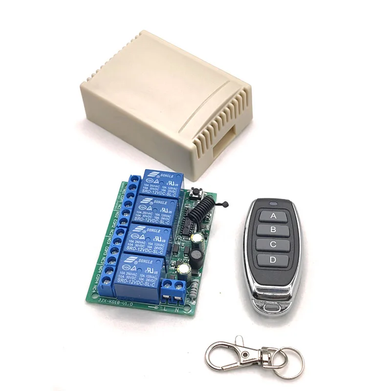 AC220V 10A 4CH لاسلكي للتحكم عن بعد التبديل وحدة الاستقبال التتابع و 4 قنوات RF433MHz نقل التحكم عن بعد