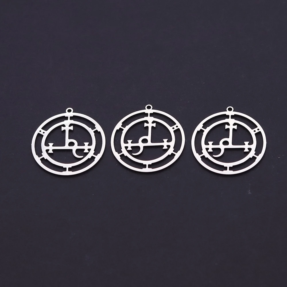 3PCS Gothic Stainless steel demon seal necklace Lilith mark Solomon magic pendant Satan men's jewelry Kabbalah occult amulet