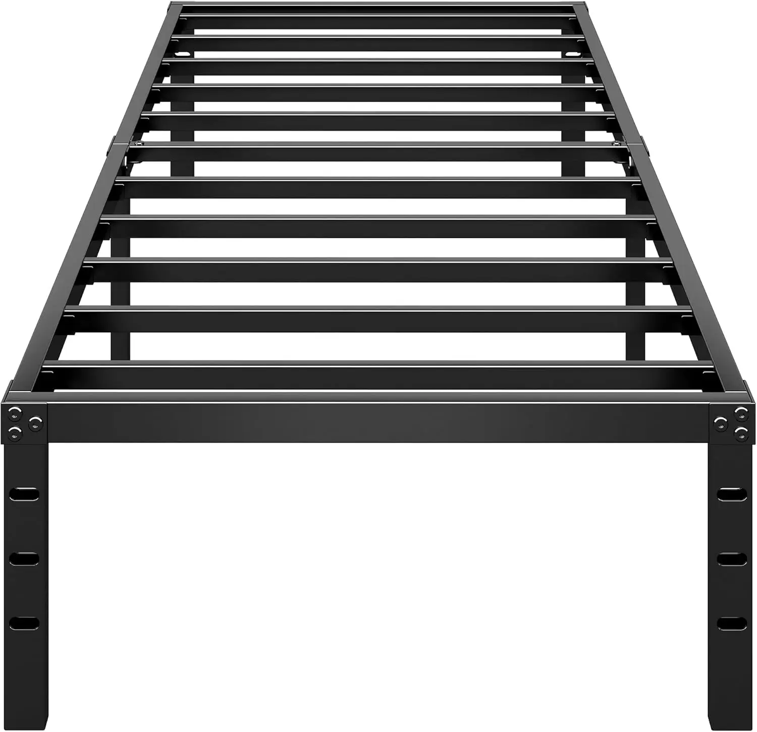 

18 Inch Tall Metal Platform Bed Frame, Twin Size with Heavy Duty Support Slats, No Box Spring Needed, Easy Assembly in Black