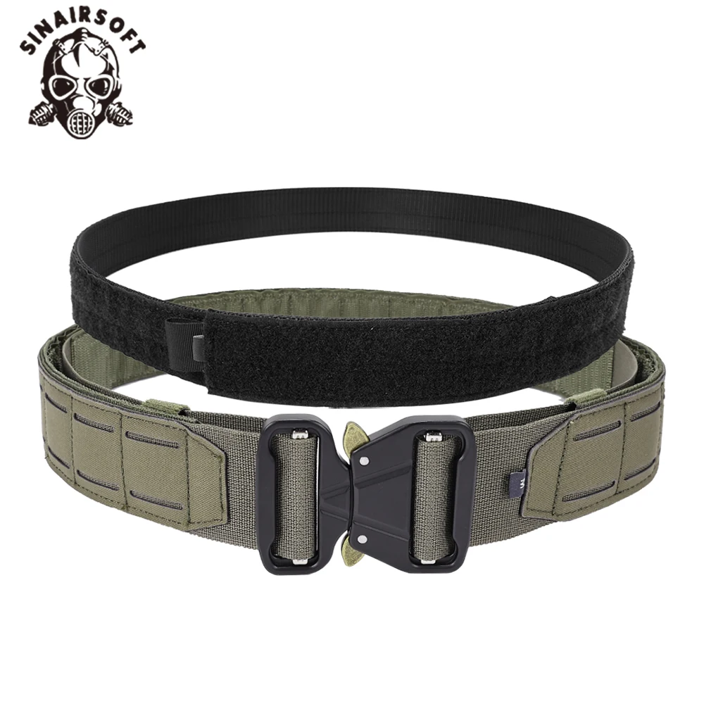 SINAIRSOFT 2 Inch New Tactical Belt Quick Release Metal Buckle Laser MOLLE Mens Multi-camo Belts Hunting clothing Accessories