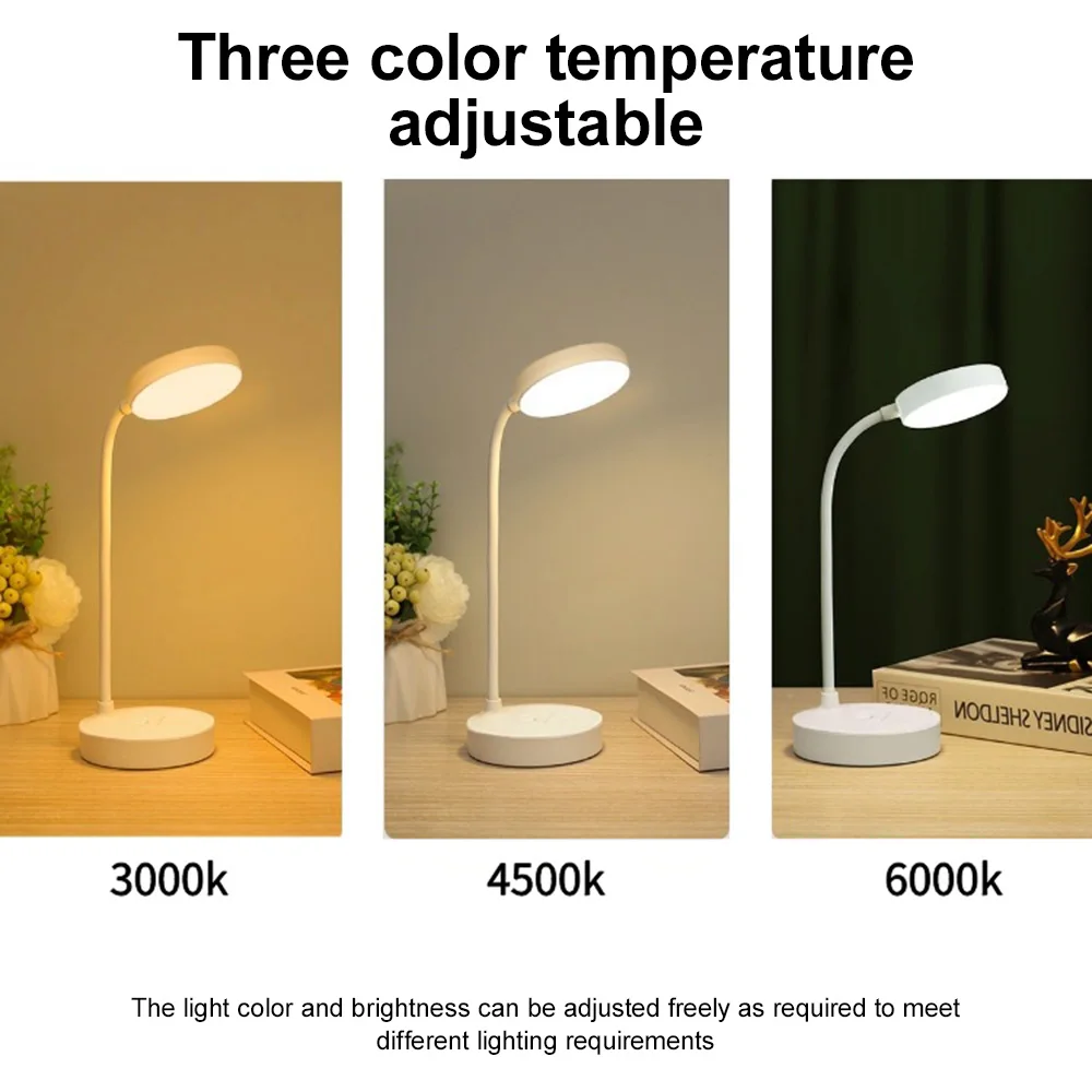 Imagem -04 - Led Desk Lamp Níveis Regulável Usb Recarregável Desk Lamp Dimmable Reading Night Light Proteção para os Olhos Estudando Flexível Luzes