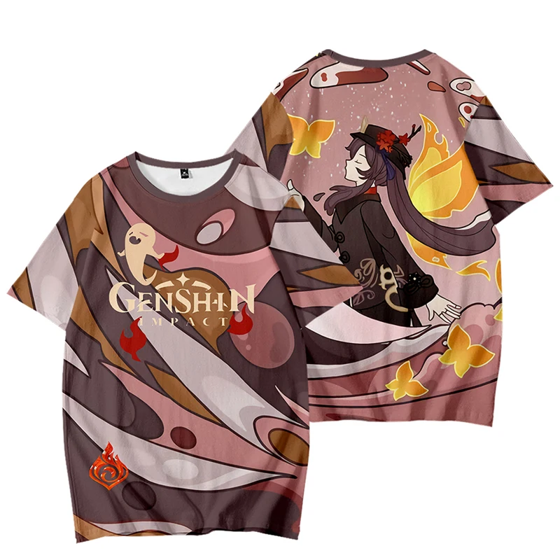 Camisetas con estampado 3D de Genshin Impact para hombre y mujer, ropa de calle Kawaii, Venti, Xiao, Raiden, Shogun, Hutao, gran tamaño