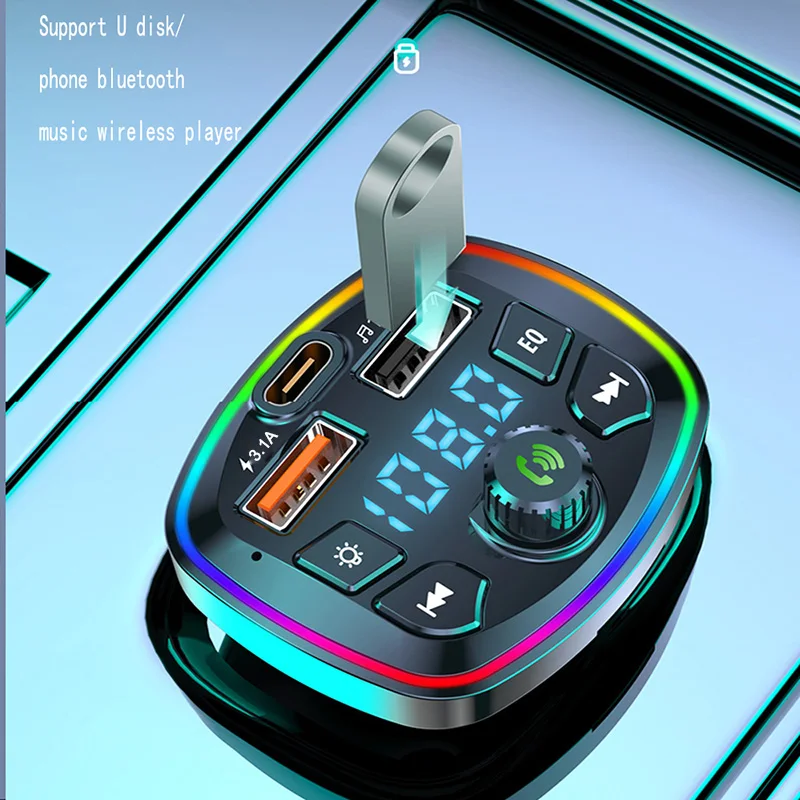 Car Bluetooth FM Transmitter PD20W QC3.0 Fast Car Charger Handsfree Call MP3 Player Support TF Card U Disk Auto FM Modulator
