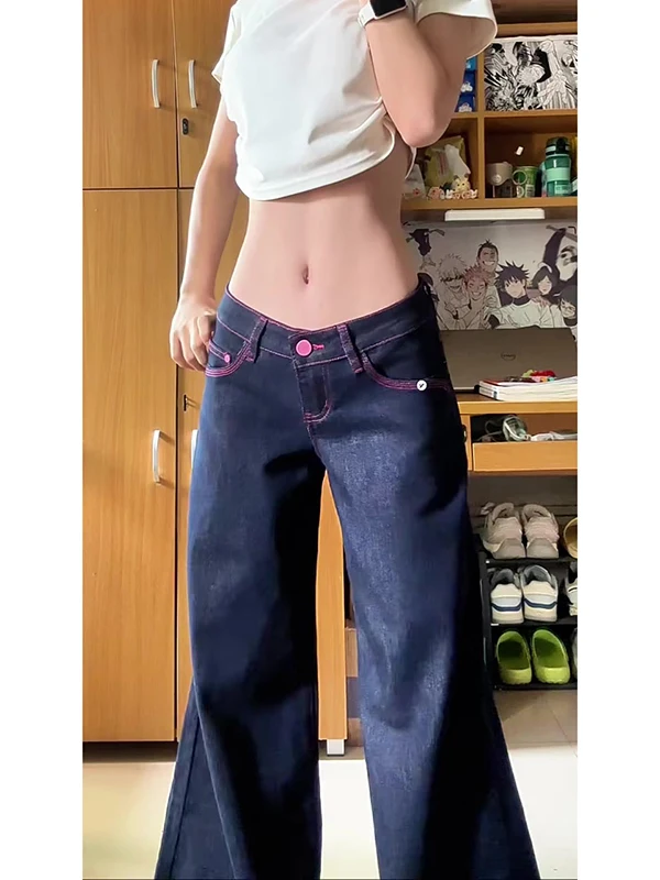 

American Retro Wide Leg Denim Jeans High Waist Loose Straight Treenut Pants Women's Spring 2026 New Style Vintage Cowgirl Tro...