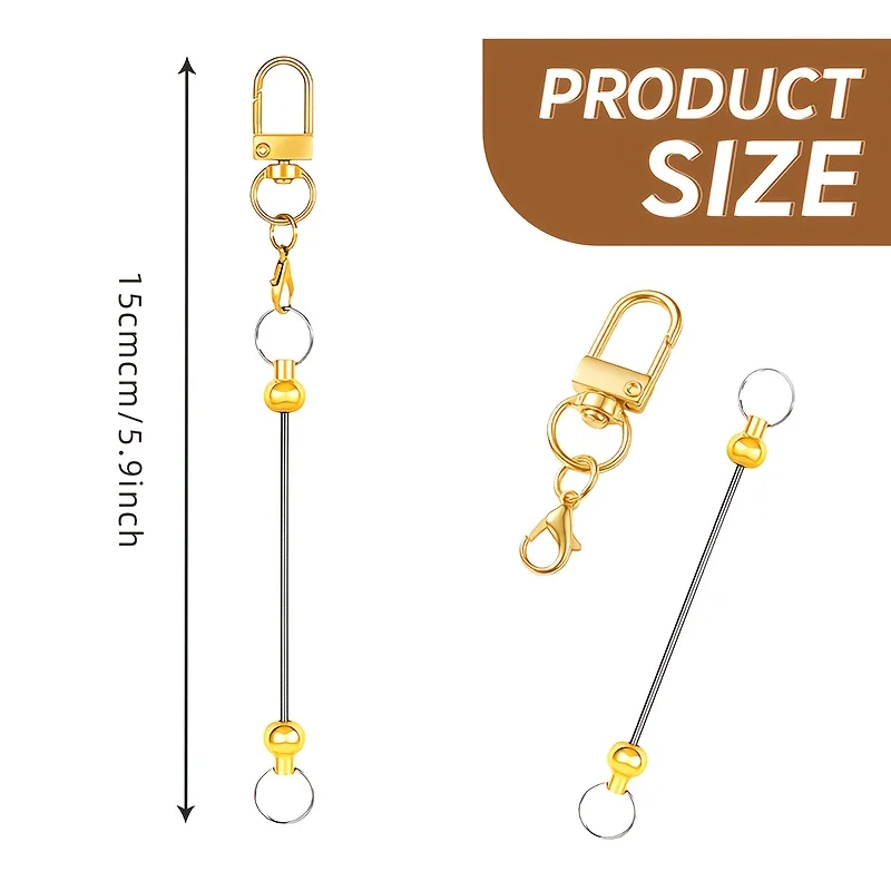 16pcs Blank Bead Lobster Clasps Swivel Snap Sets Men's Keychains Creative Beading Rods Backpacks Keys Holiday Party Perfect Gift - view 6