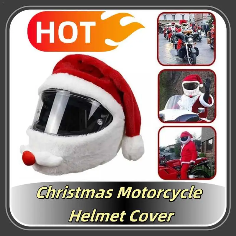 

Motorcycle Christmas Helmet Cover Cartoon Santa Claus Plush Helmet Decoration Accessories Full-face Cross-section Helmets Cover