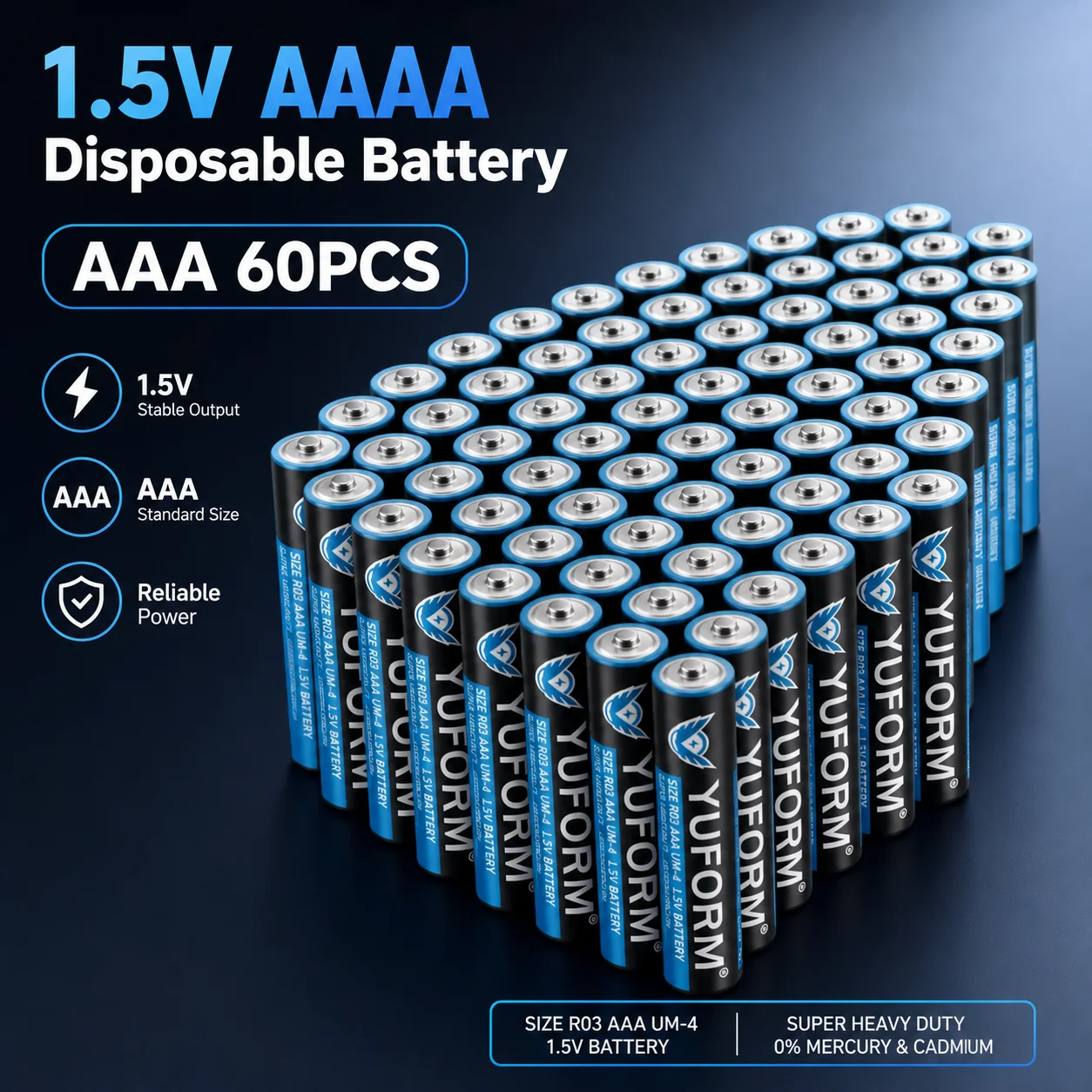 AAA 1.5V Disposable Alkaline Dry Battery for LED Light, Toy, MP3, Camera, Flash, Razor, CD Player, Wire Use