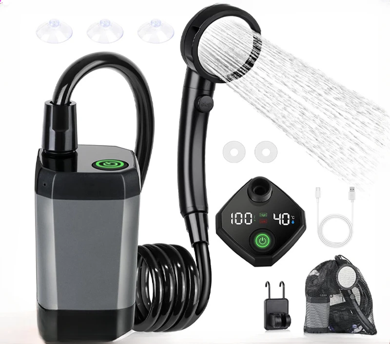 Portable Electric Shower Pump 9600mAh Camping Shower Outdoor Rechargeable For Travel Beach Hiking RV Pool
