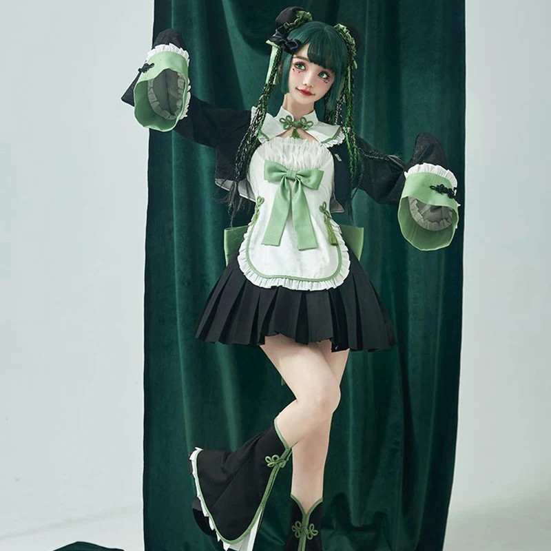 Anime Chinese Style Lolita Cosplay Costume Women Dress Maid Uniform Halloween Carnival Clothes - view 5