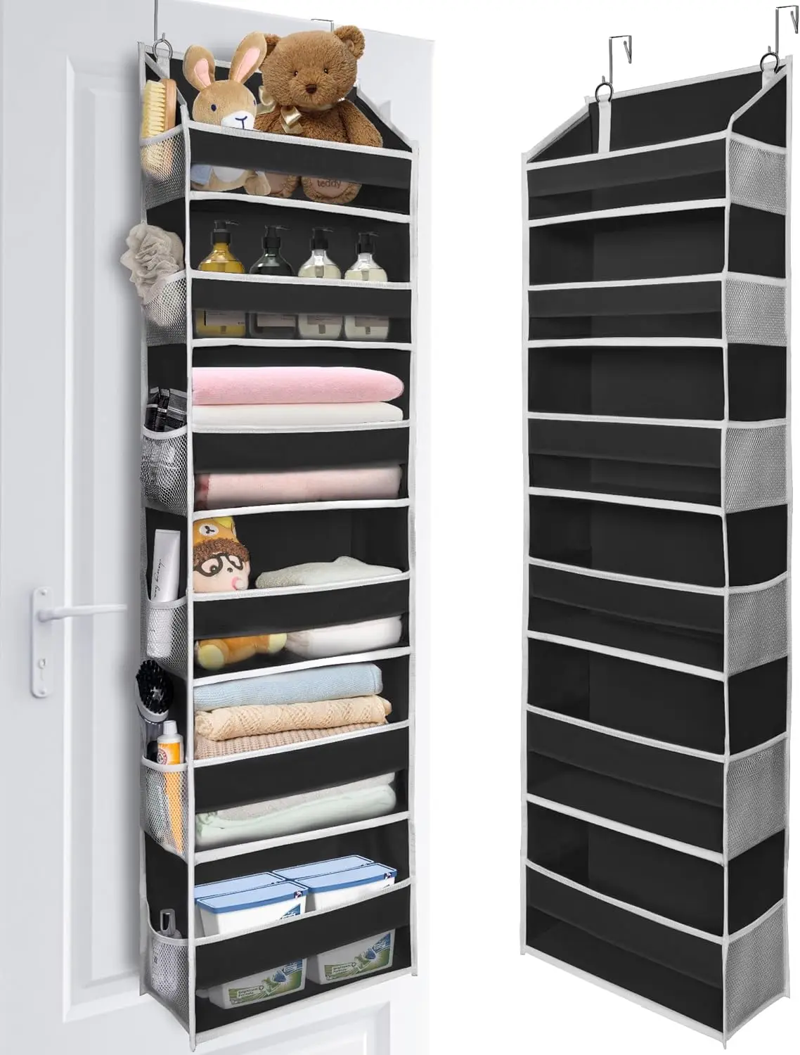 

Over The Door Organizer with 6 Large Pockets 12 Side Pockets, 50lbs Weight Capacity Door Hanging Organizer for Bedroom, Bathr