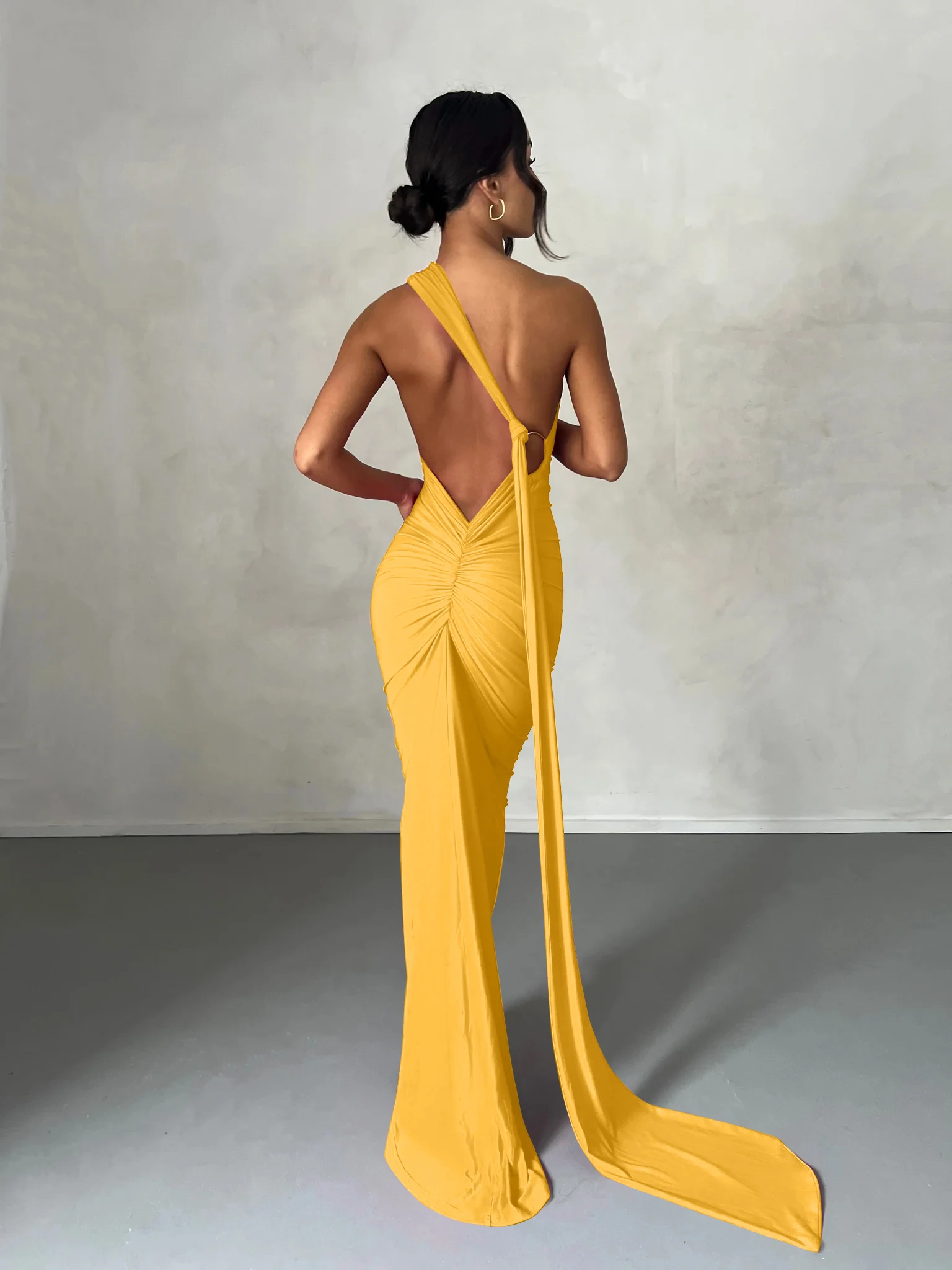 Hugcitar One Shoulder Backless Adjustable Scarf Loop Ruched Sexy Maxi Dress Women Elegant Y2K Streetwear Festival Outfit 296 Saf19695ee0a841dbb781fd3684d88720Y