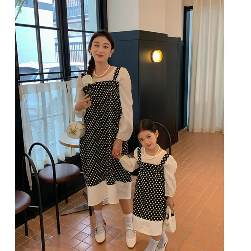 Mother And Daughter Dress Set Mommy And Me Outfits Matching Sets Parent Child Women Baby Girl Blouse Dresses Two Piece Clothing