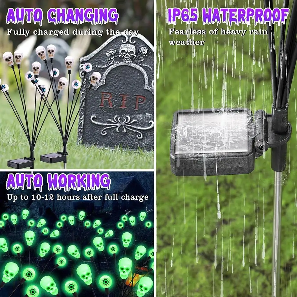 

Outdoor Solar Garden Lawn Lights Halloween Scary Eyeball Lights Led Eyeball Blinking Firefly Lights Waterproof Solar Path Lights