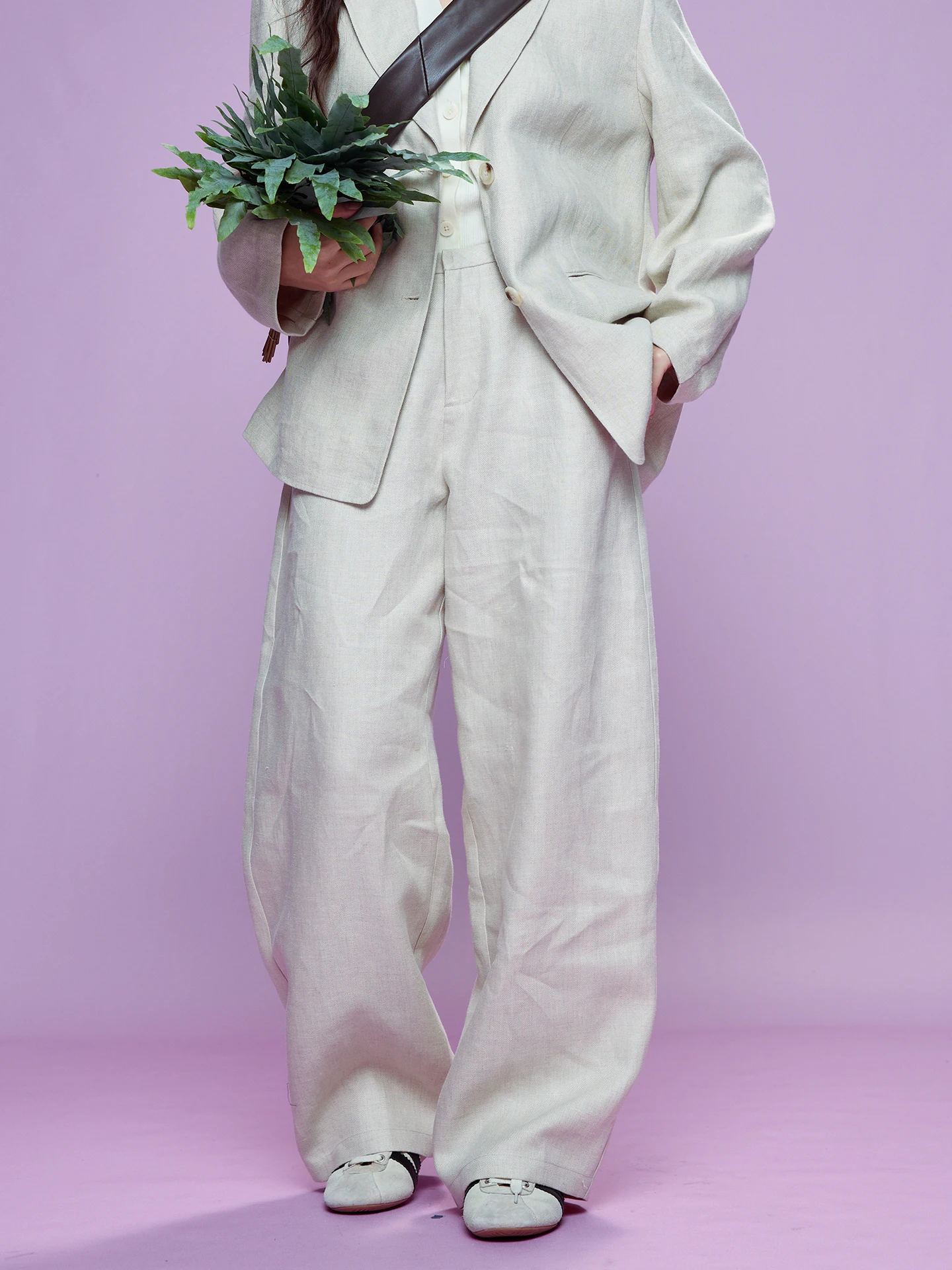 

Женские льняные повседневные брюки Fay-Fayee, весна 2026, свободные, струящиеся, стройнящие, универсальные, для работы, с застежкой-молнией на талии