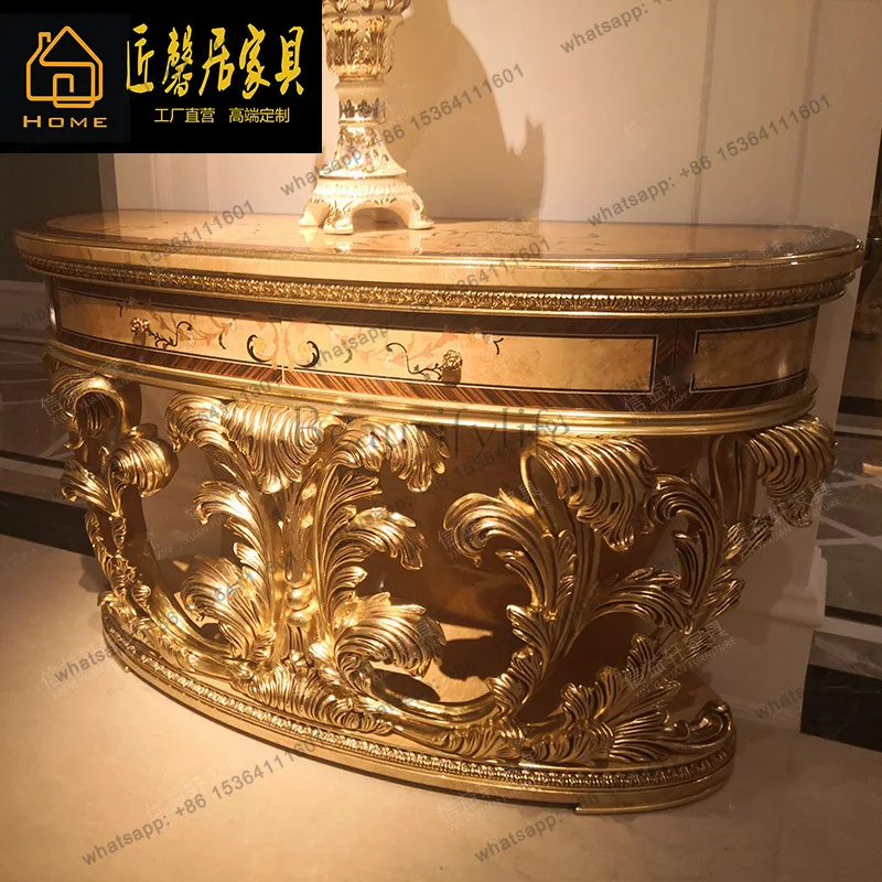 French console table mahogany carved side table court gold leaf European villa furniture