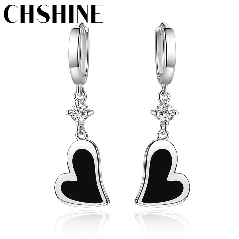 CHSHINE-pendientes de plata de ley 925 con forma de corazón para mujer, joyería de moda para boda, cena y fiesta