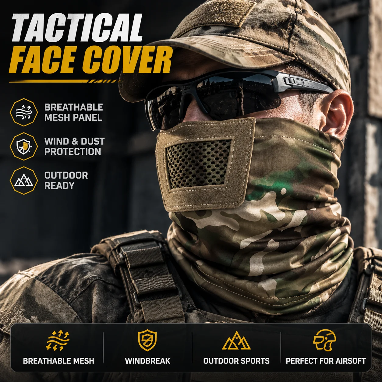 Hunting Outdoor Game - Masker Wajah Taktis Balaclava Penutup Leher