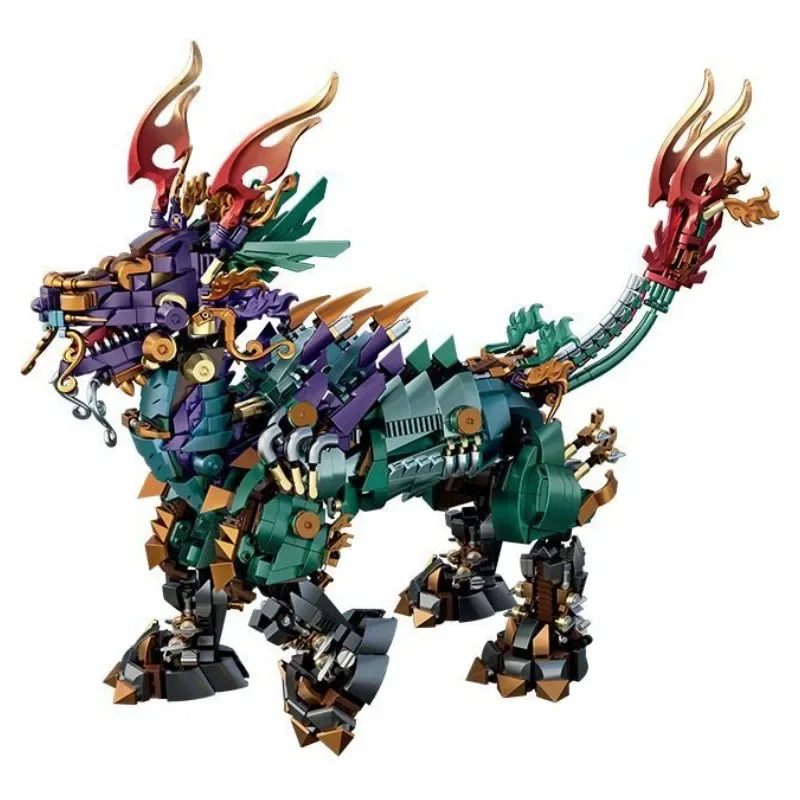 China Mythology Shanhaijing Qilin Battle Beast Building Blocks Assembly Model Mech Hobby Collection Boy Puzzle Ornament Gift Toy