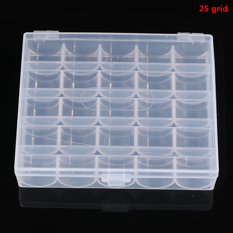 25 Spools Bobbins Sewing Machine Bobbin Case Organizer Storage Clear Box Tools