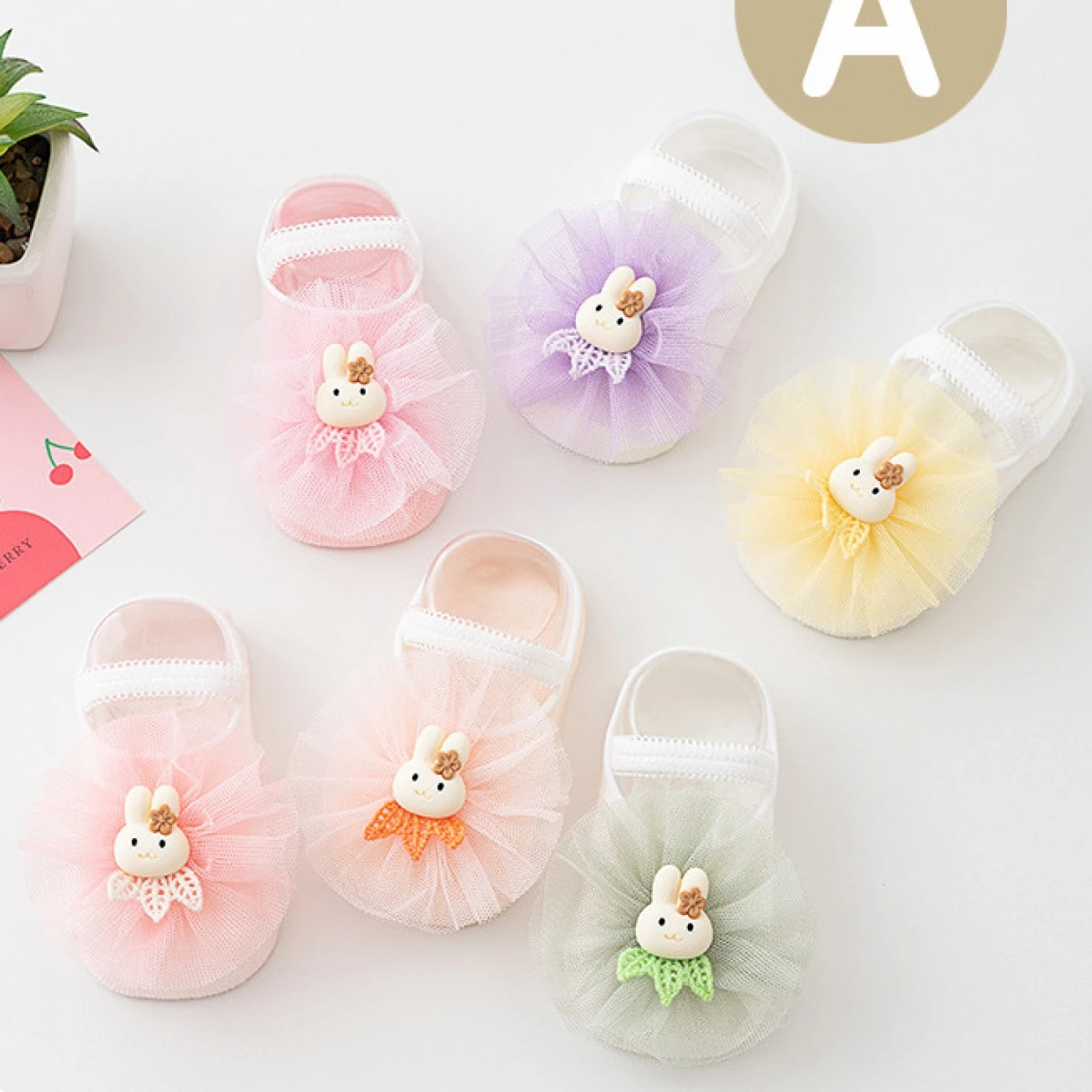 2026 Summer Baby Girl Socks Breathable Decorative Mesh Rabbit Design Soft Cute Infant No Show Socks