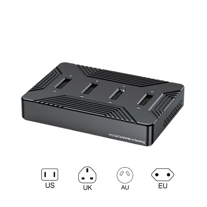 Efficient NVMe Docking Station Heat Dissipation USB C to NVME Copy Offline Clone Duplicators Support 4 Bay SSD Dock