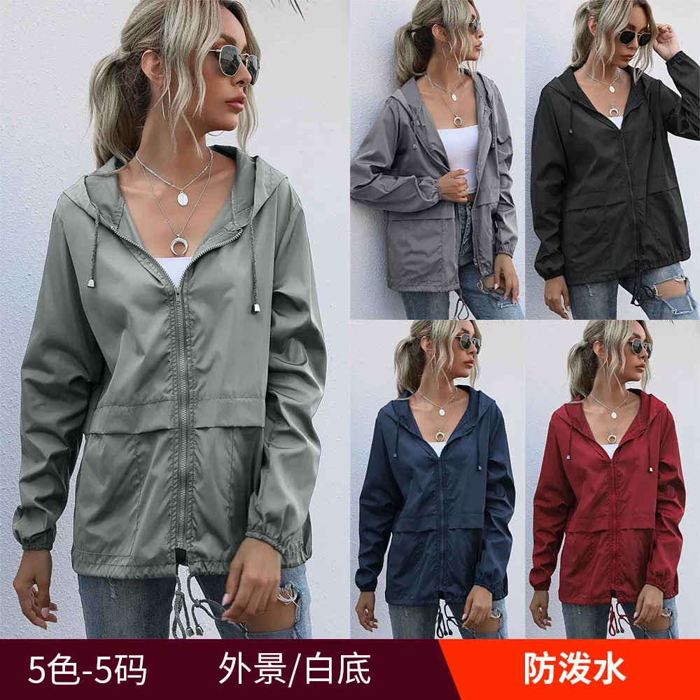

Women's Zip Hoodie Outdoor Hiking Rain Jacket