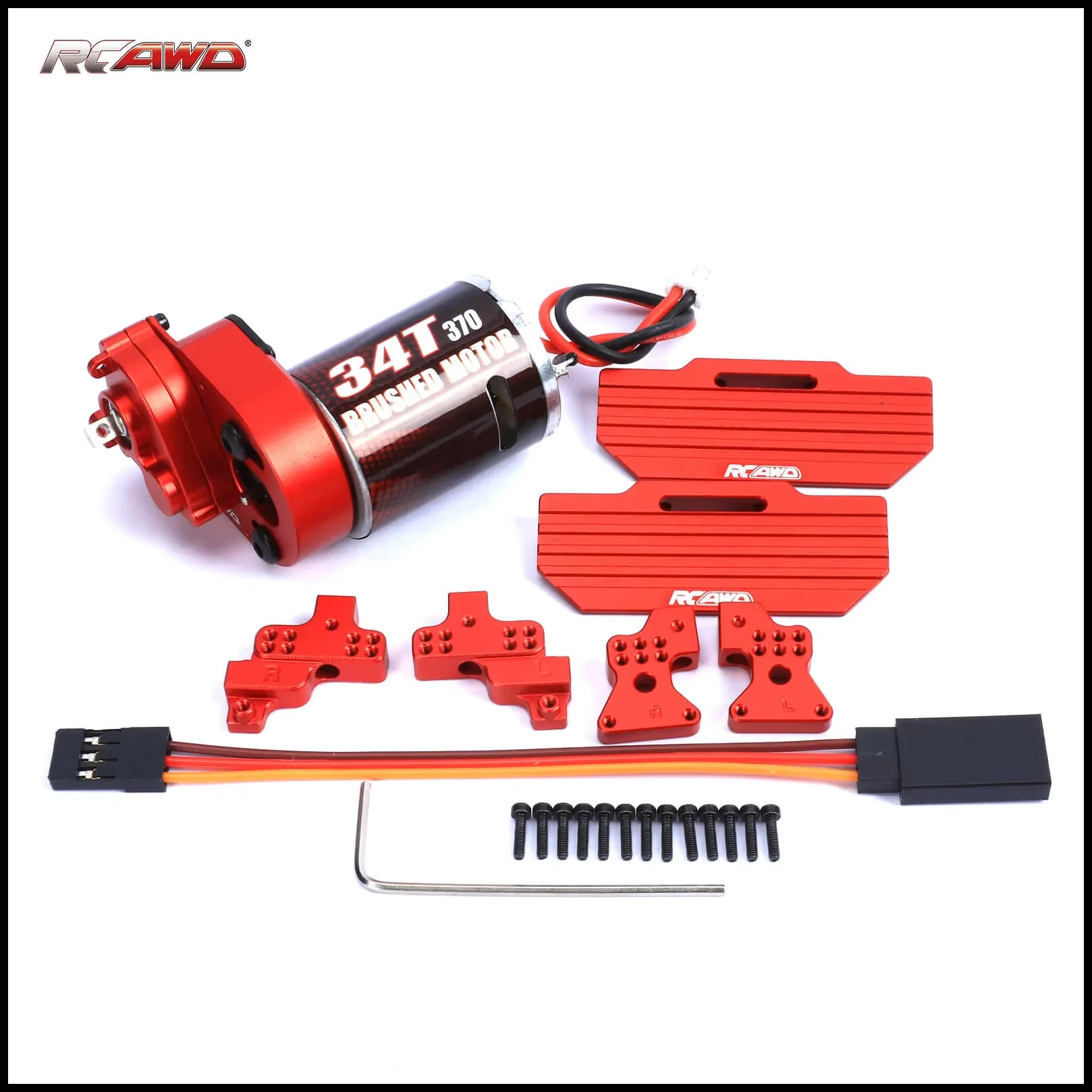 RCAWD 370 motor 34T red medium speed gearbox modification kit for Axial 1/24 SCX24 crawler Upgrades Parts