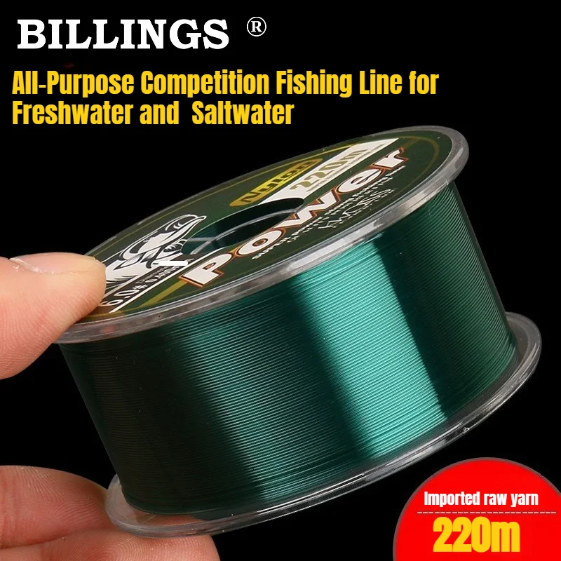BILLINGS 1 Stück, lange Wurfleine, Nylon-Angelschnur, 220 Meter, Salzwasser-Wurfleine, Meeresfischerei-Schnur, Angelzubehör