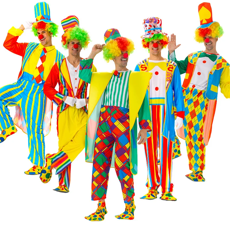 

Adult Joker Cosplay Costume Magician Performance Carnival Party Joker Costume No Props Wig Mask Shoes