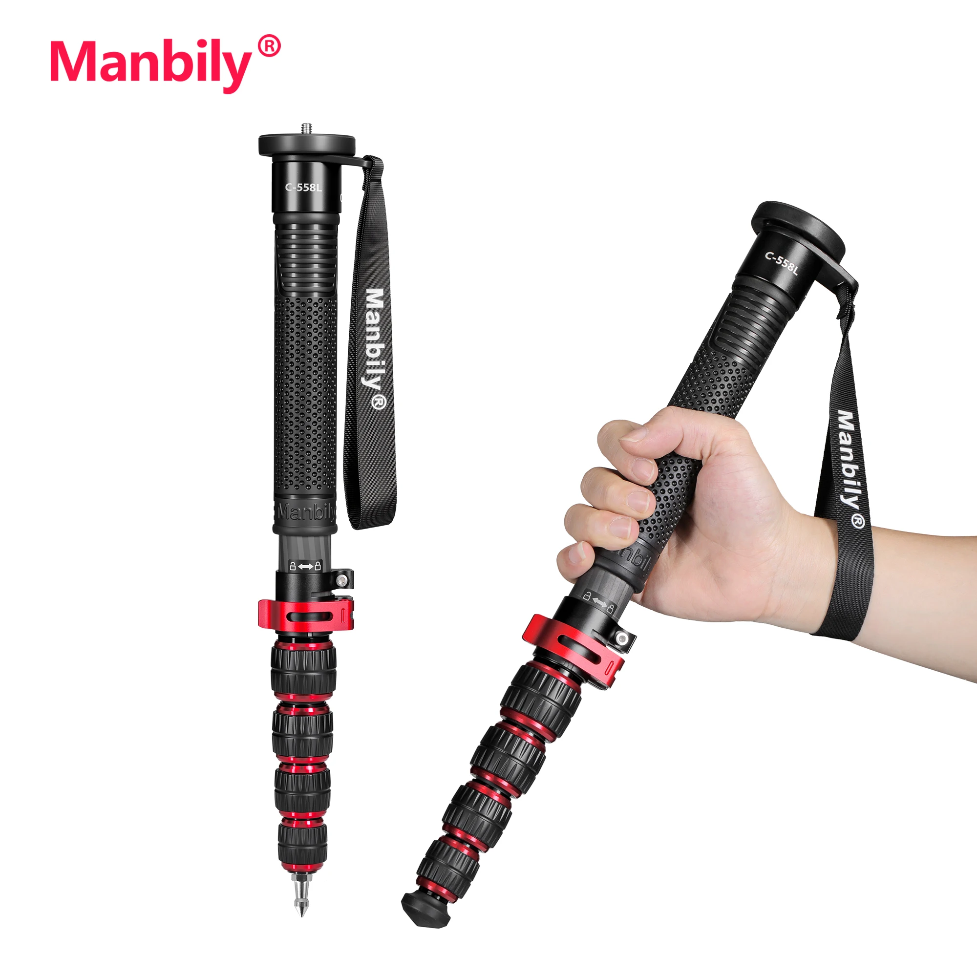 

Manbily C-558L Portable Monopod Tripod Carbon Fiber 16 inch Selfie Stick Monopod For DSLR Camera Phone Gropo