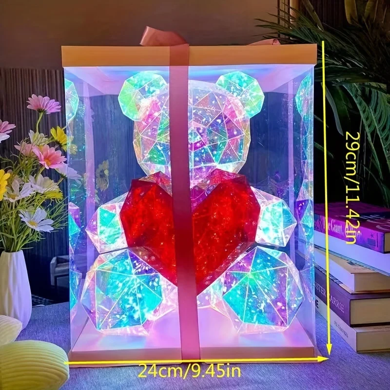 Enchanting LED Bear Figurine USB Battery Powered, Perfect For Christmas, Valentine's Day, Weddings, Birthdays & Parties -