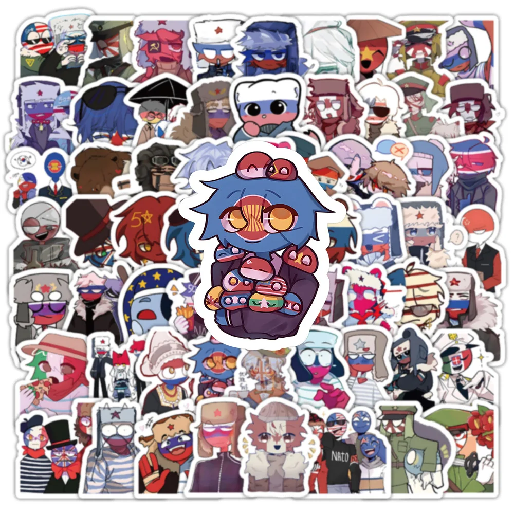 103pcs New  Cool Game Countryhumans Anime Stickers DIY Phone Laptop Luggage Skateboard Graffiti Decals Fun for Kid Toys Gift