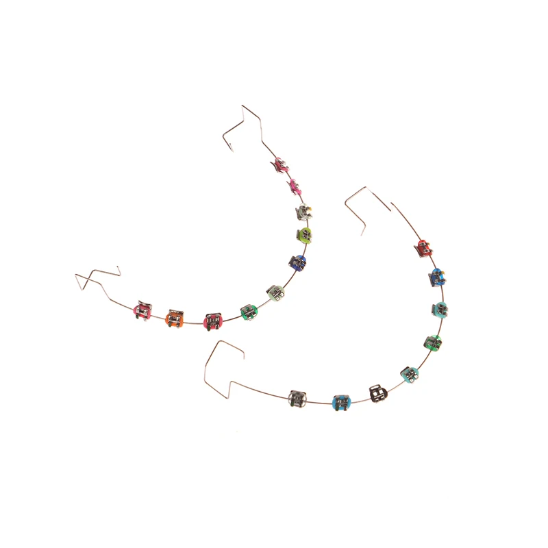 

2Pcs Dentistry Fake Brackets Braces Teeth Temporary Dental Decoration Accessories Metal Wires Colorful Orthodontic Ligature Ties