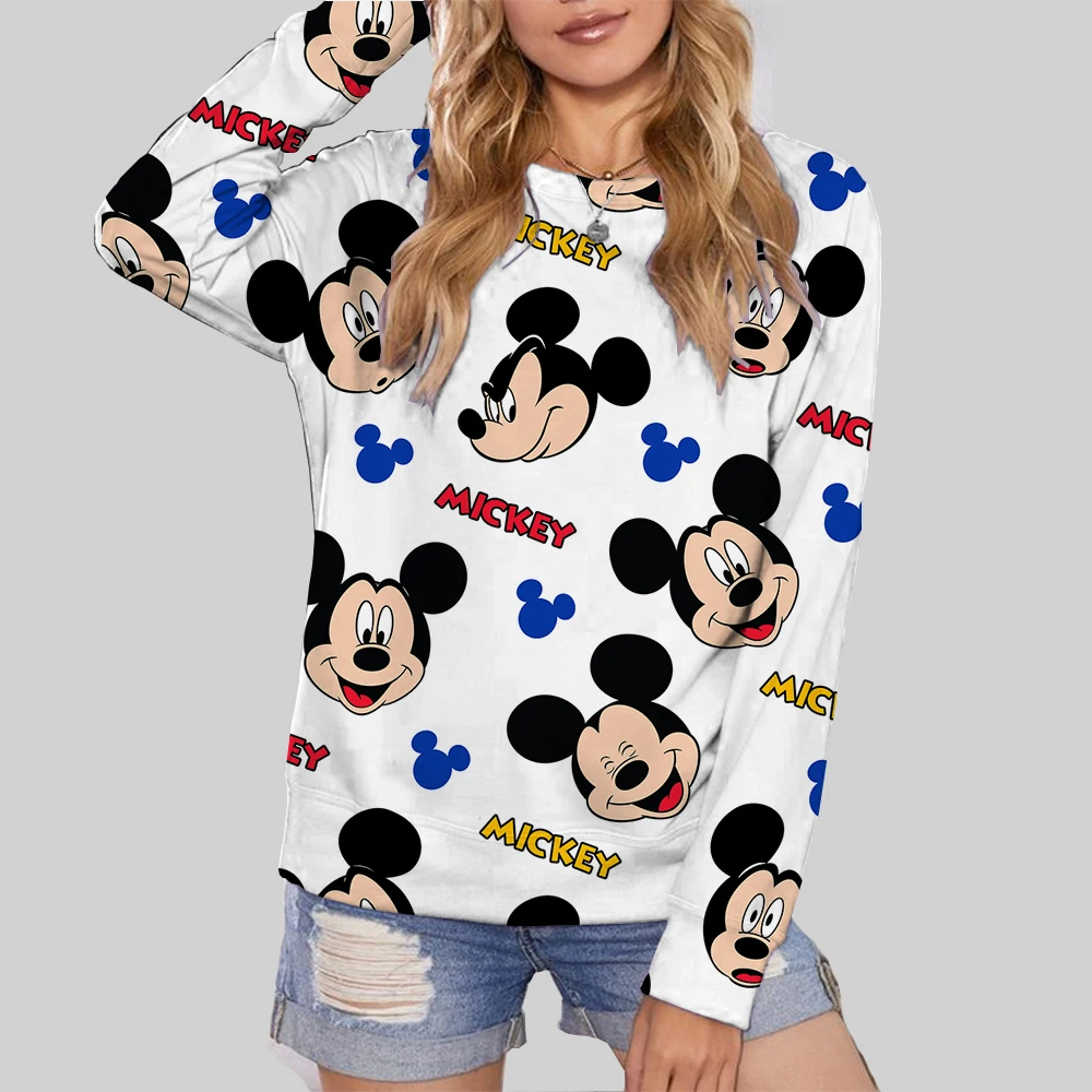 Disney Mickey Mouse print Women\'s Hoodie Cartoon Print Harajuku Long Sleeve Cute Hoodie Casual Loose Sweatshirt Fashion Tops Y2K