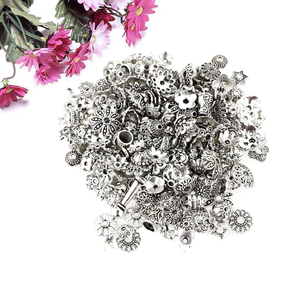 

240pcs Buddhist Bead Filigree Findings Diy Tibetan Silver Accessories For Handmade Jewelry Making Craft Pendant Components
